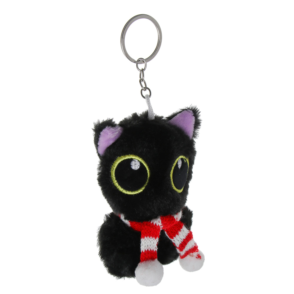 ИГРОЛЕНД Игрушка мягкая "Котик черный" 10 см, на подвесе, полиэстер, 3 вида, арт.№ 264-487