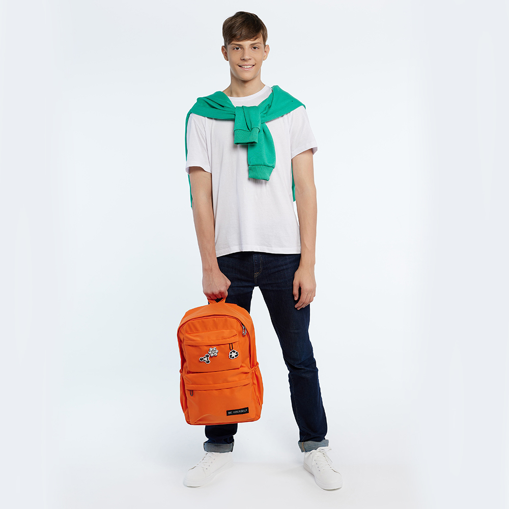 ClipStudio Рюкзак подростковый 45x30,5x13см, 1 отд., 6 карм., значки, ПЭ, оранжевый, арт.№ 254-714