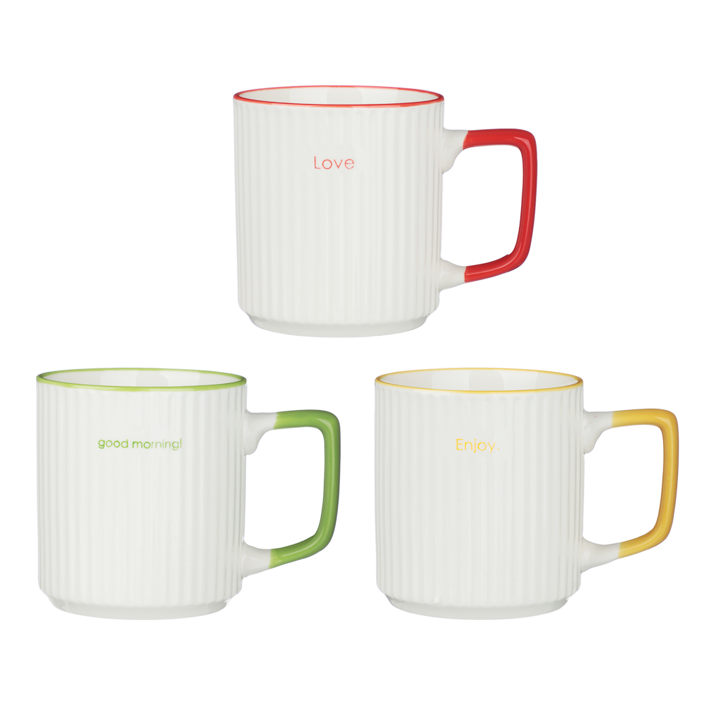 Кружка Уайт тм MILLIMI, 340мл, 3 цвета, фарфор, арт.№ 806-513