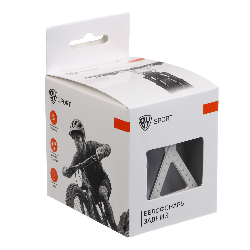 Фонарь велосипедный задний, тм BY SPORT, USB, 5 режимов, 3 дизайна, арт.№ 195-143