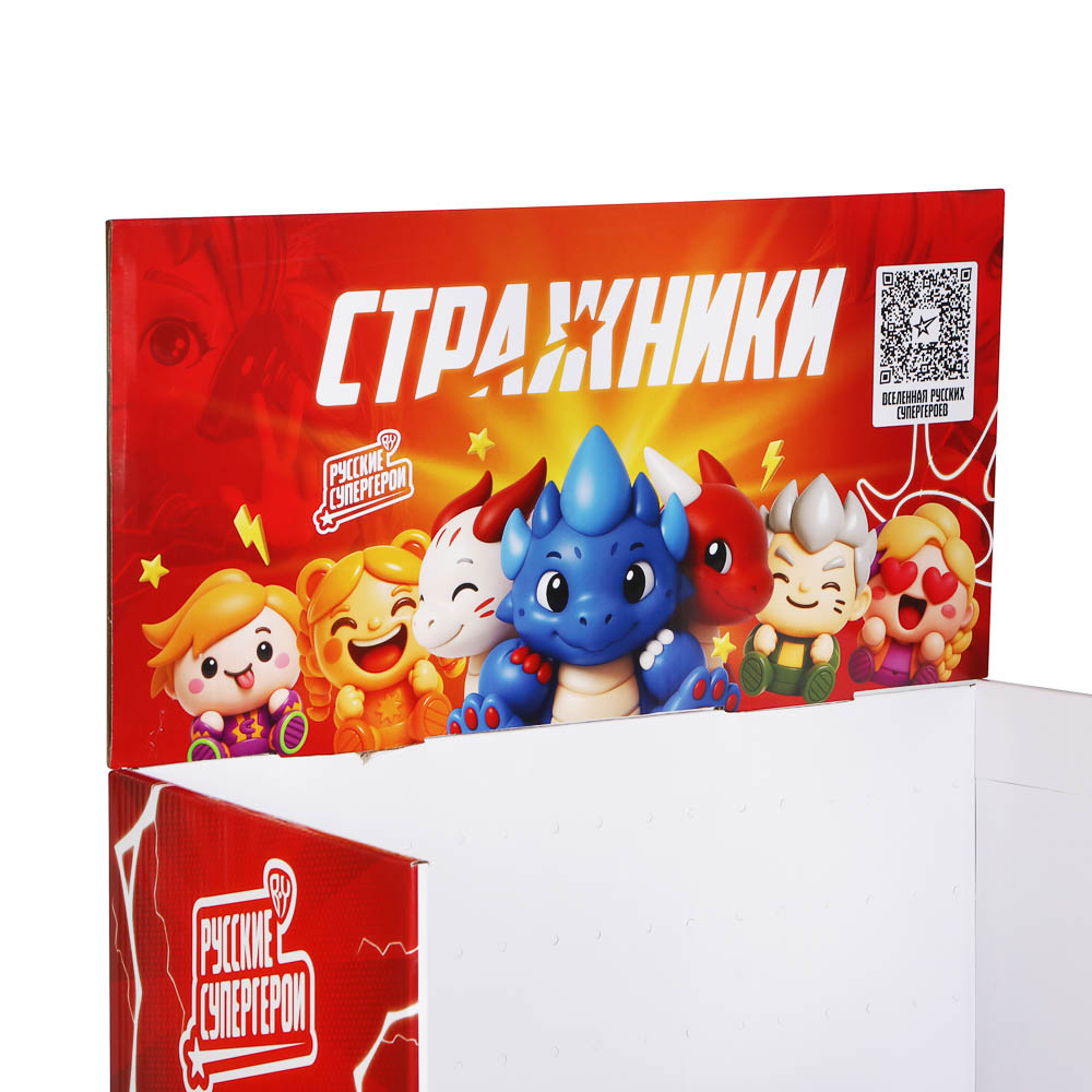 Стойка Русские Супергерои 510*310*1700, быстросборная на резинках, 4 полки, печать по макету, картон, арт.№ R29-540
