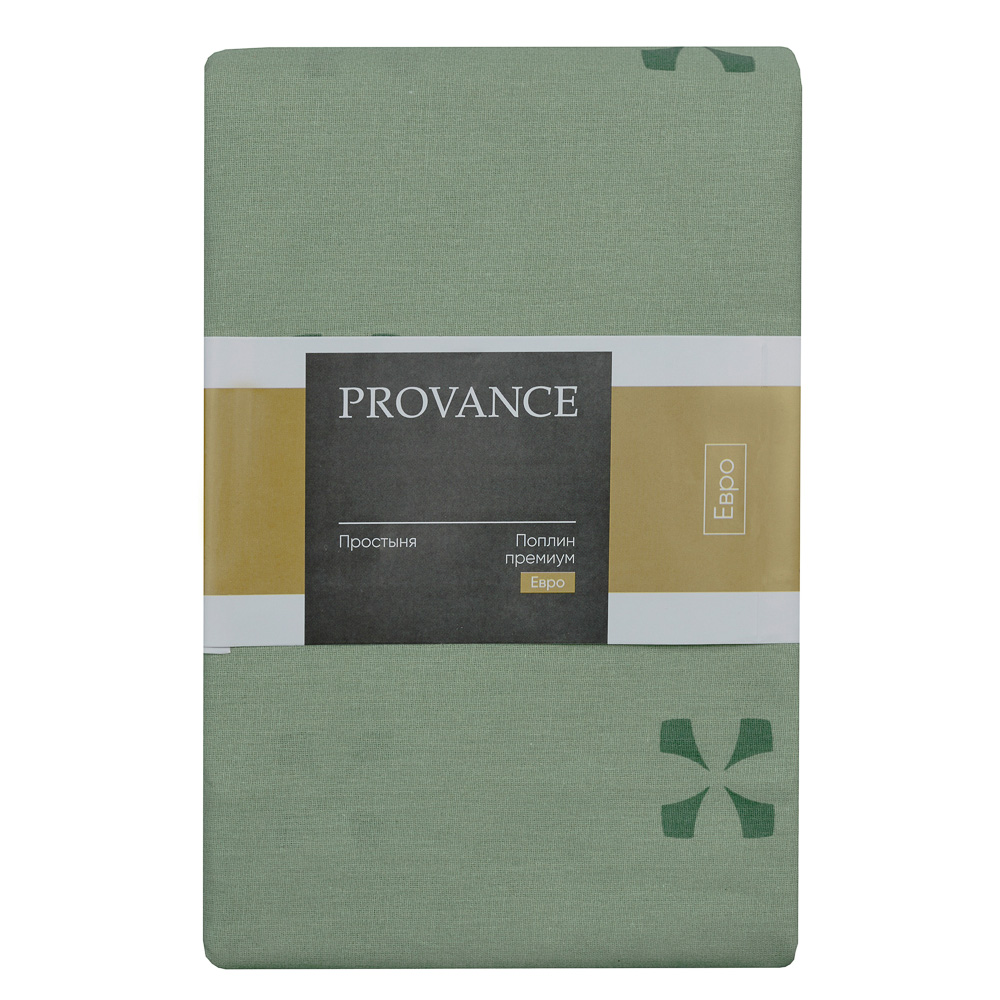 PROVANCE Простыня евро, 200х220см, 100% хлопок, поплин, зеленый, арт.№ 432-153