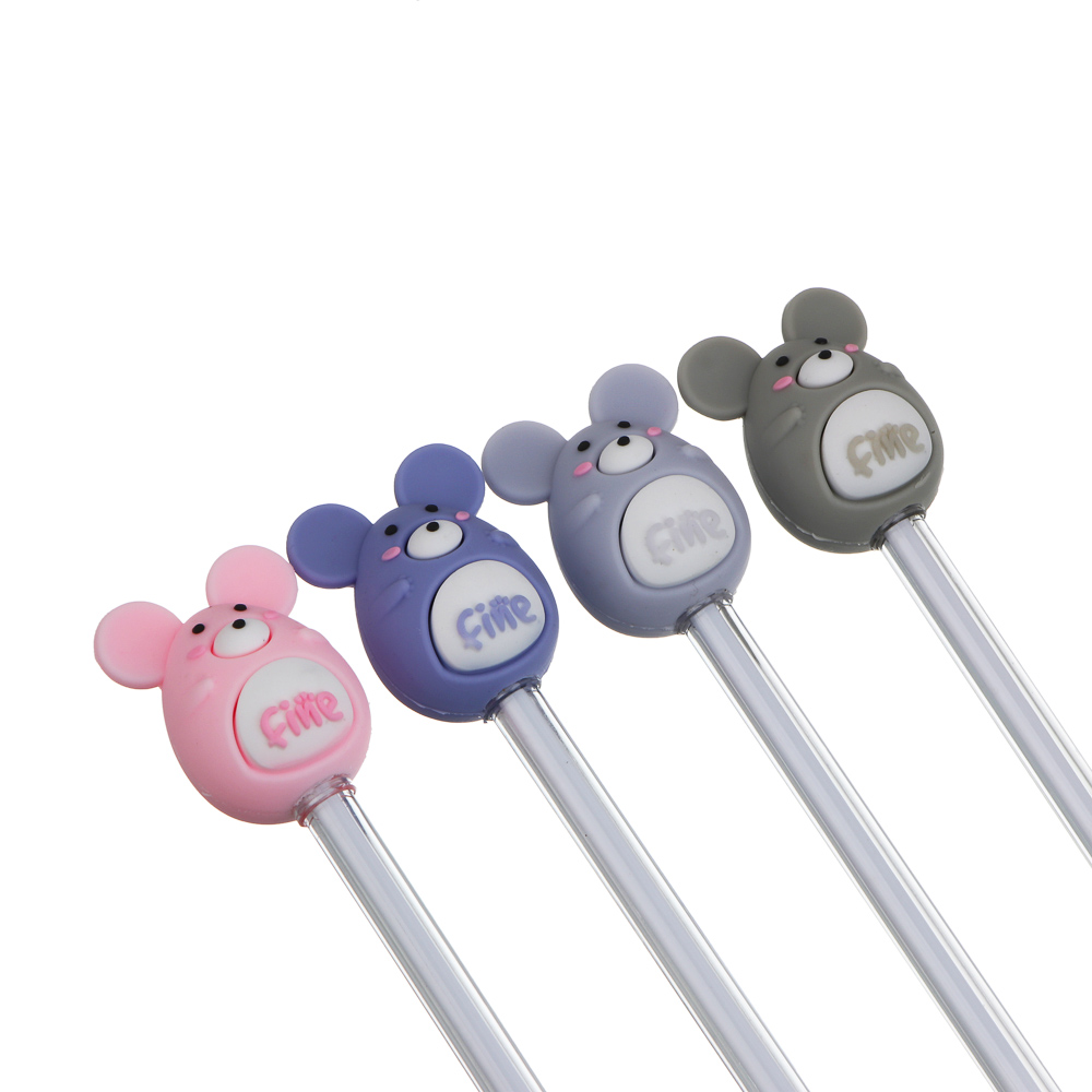 Ручка гелевая черная "Мышки", 4 вида, арт.№ 591-311