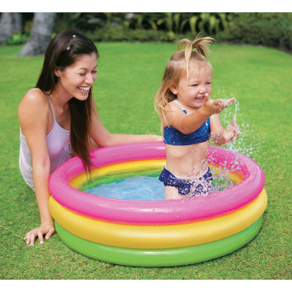 INTEX Бассейн надувной Радуга 68л 86x25см надувное дно, рем комплект от 1 до 3 лет, 58924NP, арт.№ 359-280