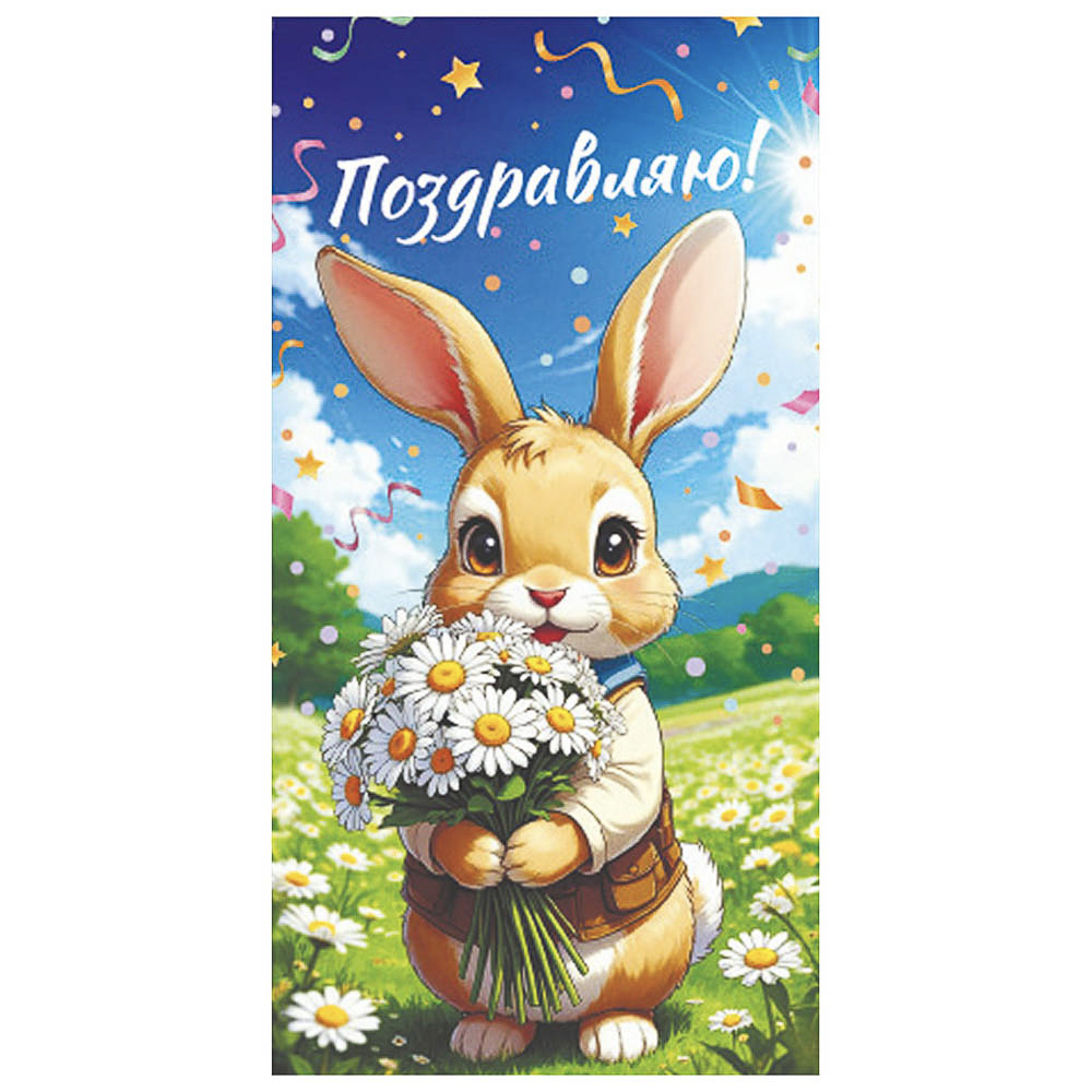 Конверт для денег бумажный, 17х8см, МИКС, арт.№ 521-085