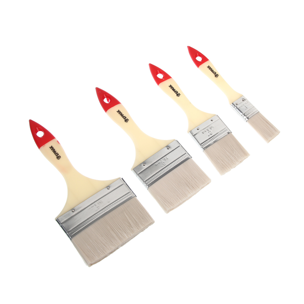 ЕРМАК Набор 4х малярных флейцевых кистей смешанный ворс: 25/50/70/100мм, арт.№ 615-101