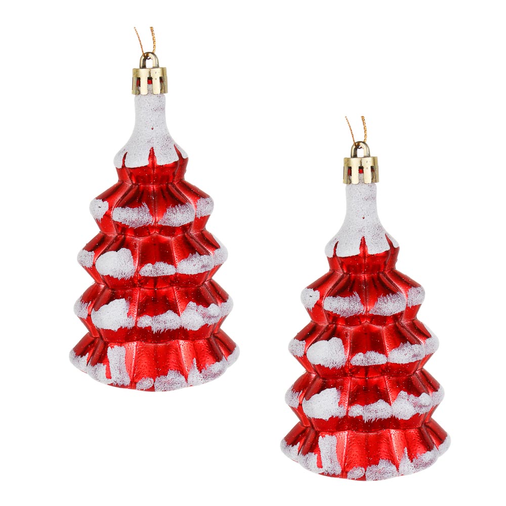 СНОУ БУМ Набор декоративных украшений "Елочки" 2шт, 6х5х11см, пластик, 2 дизайна, арт.№ 374-595