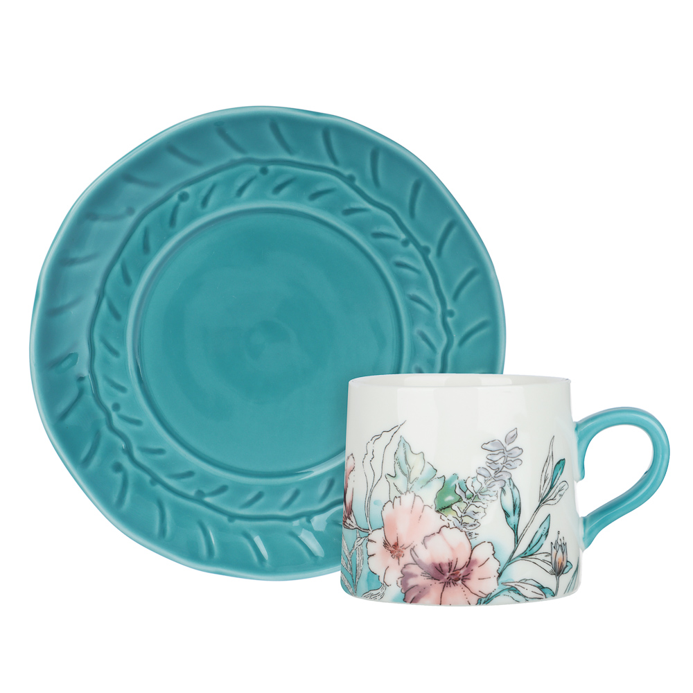 Набор чайный 2 пр., 180мл, MILLIMI, Аквамарин, фарфор, арт.№ 802-574