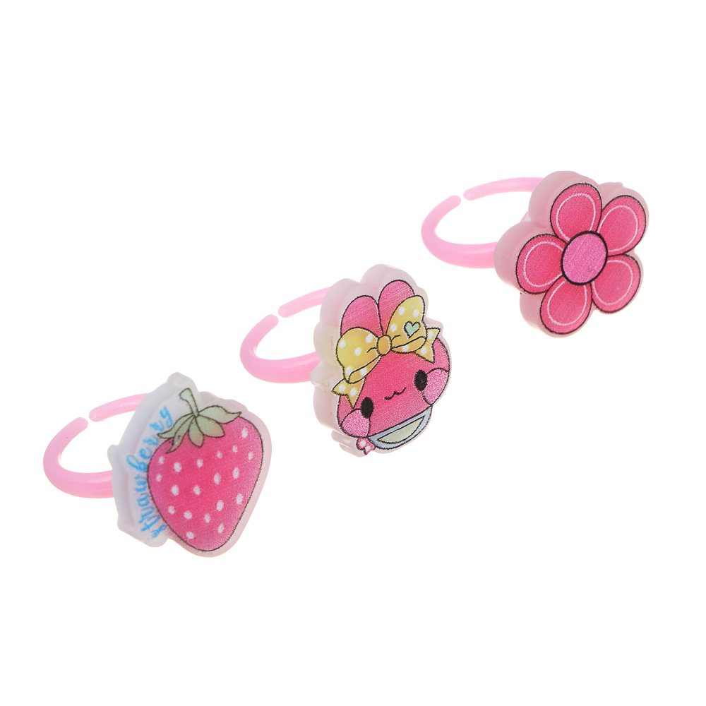 ЮНИLOOK Набор детских колец 3 шт, пластик, р-р универсальный, в ассортименте, арт.№ 316-368