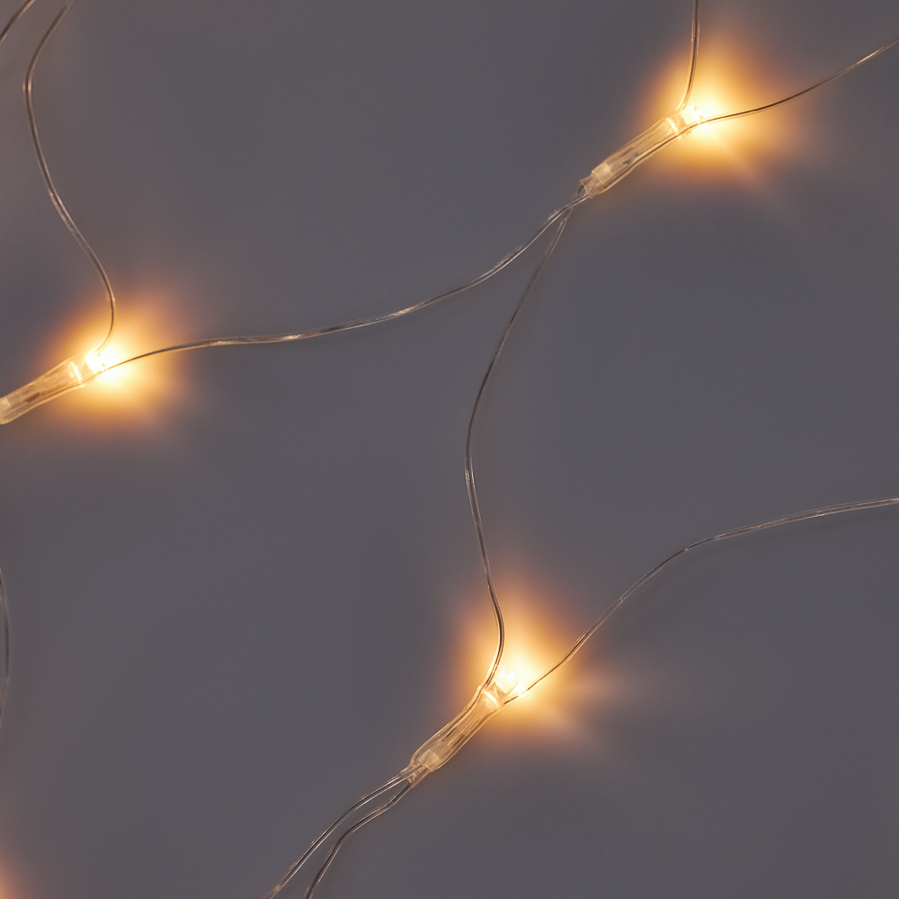 Гирлянда сетка 1,4x1,5 м СНОУ БУМ, 96 LED ламп, постоянное свечение шампань, ПВХ прозрачный, 220В, арт.№ 362-090