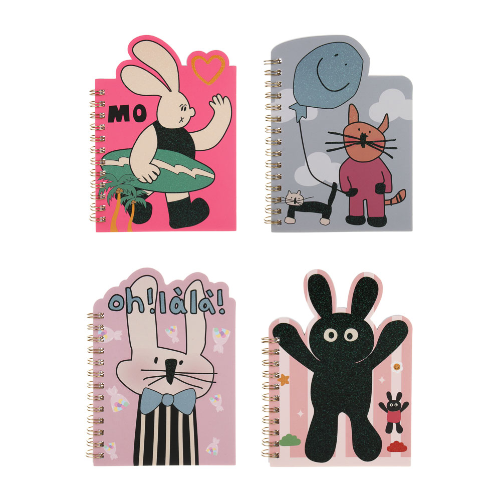 Записная книжка фигурная на спирали "Ушной квартет" 14,5х10,5см., 60л., фолинг, 4 диз., арт.№ 557-129