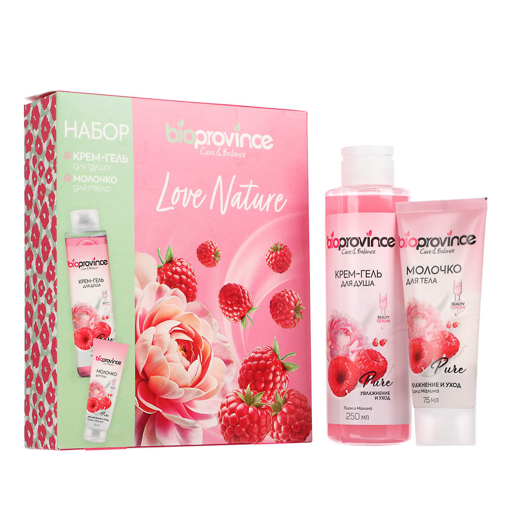 Подарочный набор BIOPROVINCE: крем-гель д/душа Пион и малина, 250мл+молочко для тела, 75мл, арт.№ 937-166