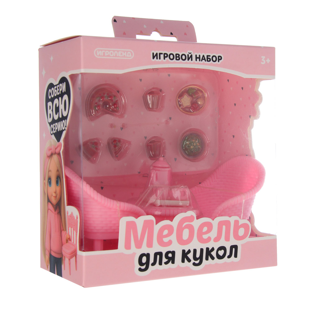 ИГРОЛЕНД Набор мебели для кукол, ABS, 13,5х14,2х7,3см, 6-8 дизайнов, арт.№ 278-107