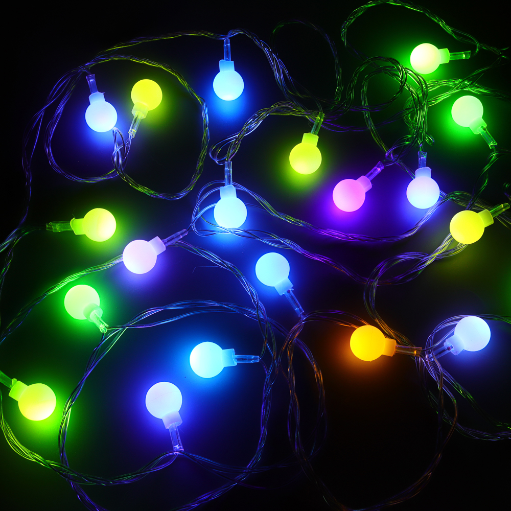 Гирлянда электрическая вьюн 9 м СНОУ БУМ, 40 LED ламп, насадка шар 1,6 см, свечение мульти в диоде/RGRB, перелив, ПВХ провод прозрачный, 220В, арт.№ 381-339