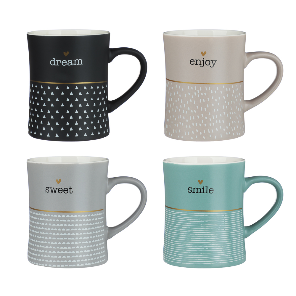 Кружка Графика тм MILLIMI, 440мл, 4 дизайна, фарфор, арт.№ 806-515