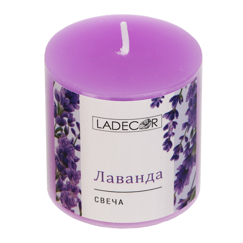 Свеча пеньковая ароматическая тм LADECOR 5x5 см, парафин, 4 вида, арт.№ 508-901