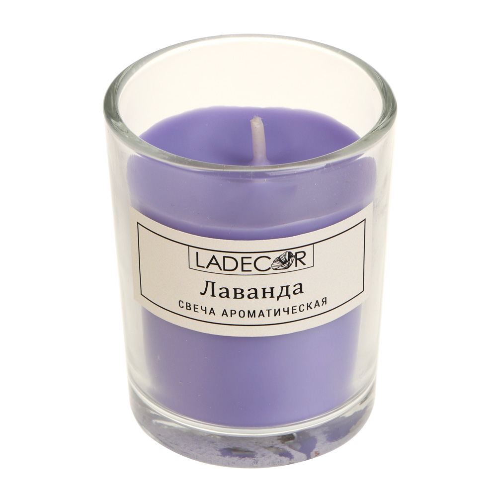 Свеча в стакане ароматическая тм LADECOR 5,2x6,2 см, 50 г, парафин, 6 цветов, арт.№ 562-149