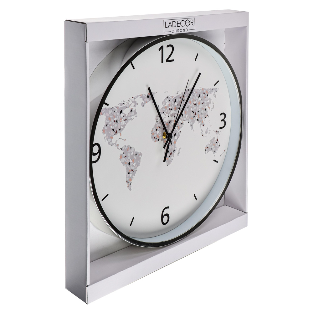 LADECOR CHRONO Часы настенные с мраморной картой, пластик, 50см, 2 дизайна, ЧН-36, арт.№ 581-145