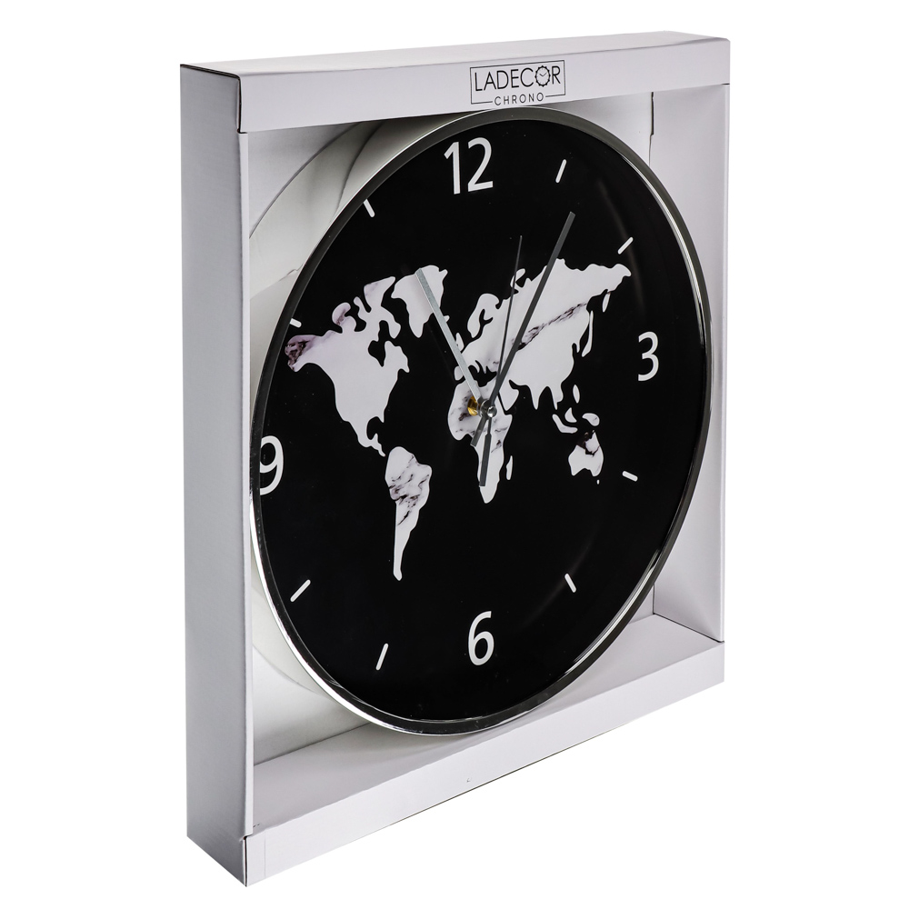 LADECOR CHRONO Часы настенные с мраморной картой, пластик, 50см, 2 дизайна, ЧН-36, арт.№ 581-145