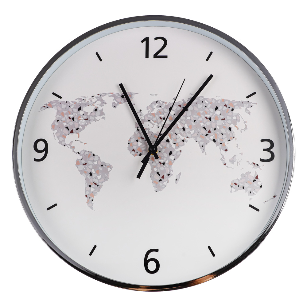 LADECOR CHRONO Часы настенные с мраморной картой, пластик, 50см, 2 дизайна, ЧН-36, арт.№ 581-145