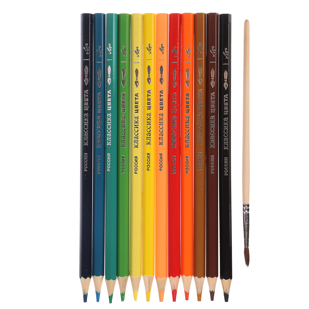 Карандаши акварельные "Классика цвета" 12цв. с кистью, арт.№ 228-211