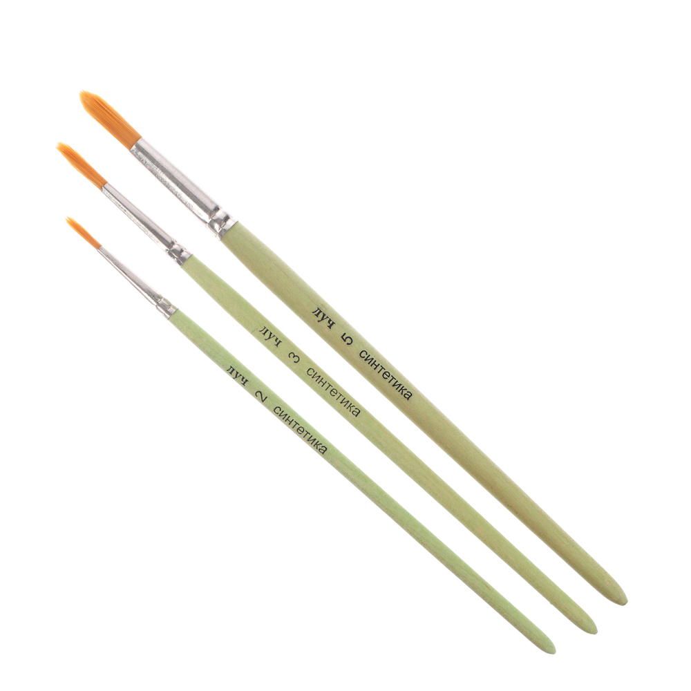 Набор из 3 кистей "ZOO", СИНТЕТИКА (кругл.2, 3, 5), арт.№ 229-064