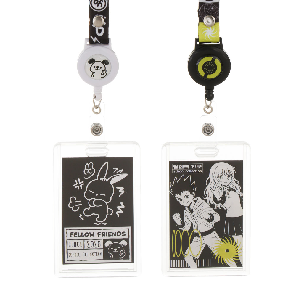 Чехол для карты, бейджа "Друзья Товарищи/Аниме"12,1х15,5см., вклад. с накл.,шнур. с караб.,жест. ПВХ, арт.№ 524-338