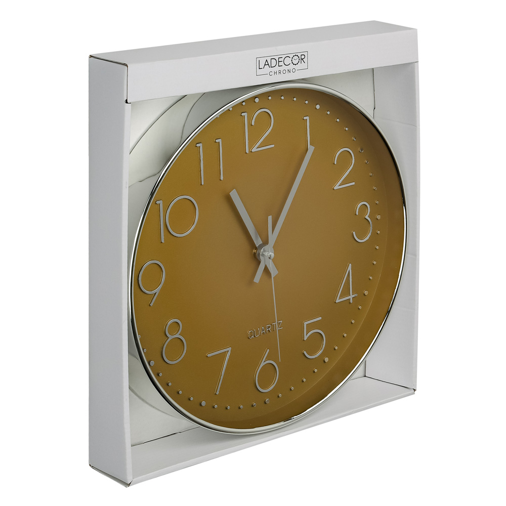 LADECOR CHRONO Часы настенные, пластик, 29,3x29,3x5 см, 1xAA, цвет золото, арт.№ 581-972