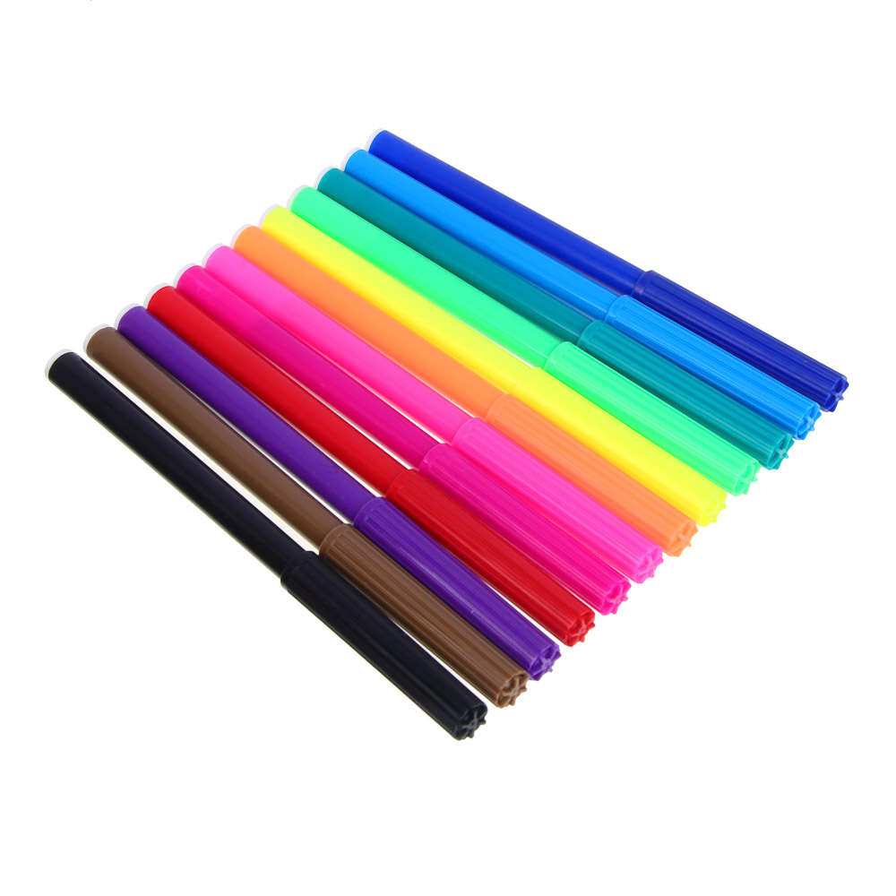 Фломастеры 12 цветов BY Русские Супергерои, смываемые, цветной вентил. колпачок, цветная коробка, арт.№ 801-077