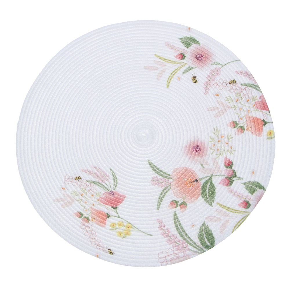 Салфетка сервировочная c принтом "Цветы", d38, полипропилен, арт.№ 890-009