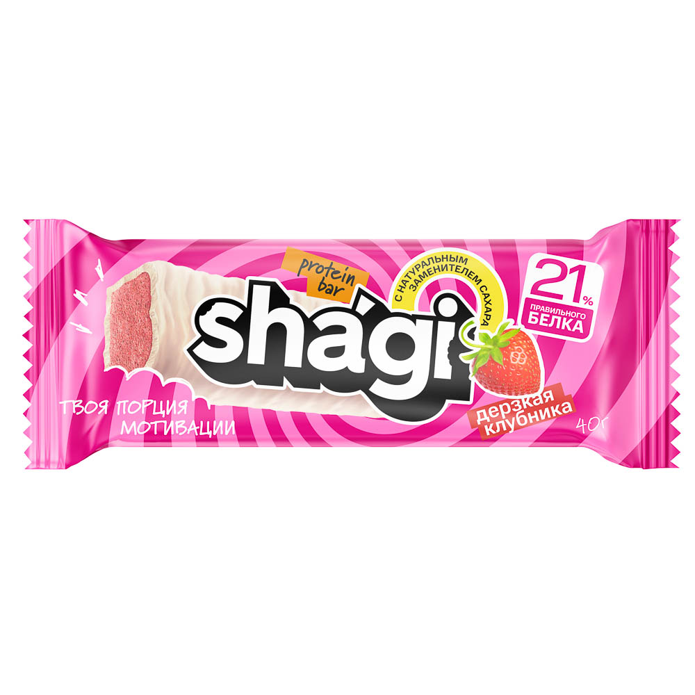 Протеиновый батончик Shagi со вкусом клубники, 40 г, арт.№ 209-054