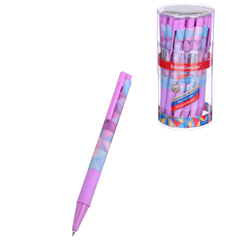 Erich Krause Авторучка шариковая синяя "Колортач Мэджик Ромбс", тонир.корпус с принтом, 50744, арт.№ 626-048