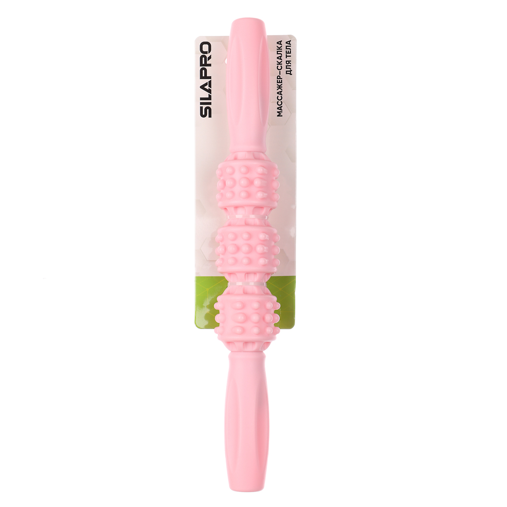 SILAPRO Массажер скалка для тела, 30х5см, PP, нерж.сталь, 3 цвета, арт.№ 192-017