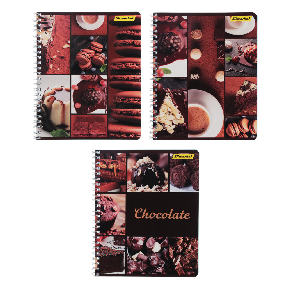 Тетрадь общая на спирали 80л. в клетку, обл.картон, офсет, "Шоколад", 3 дизайна, 810022-75, арт.№ 578-048