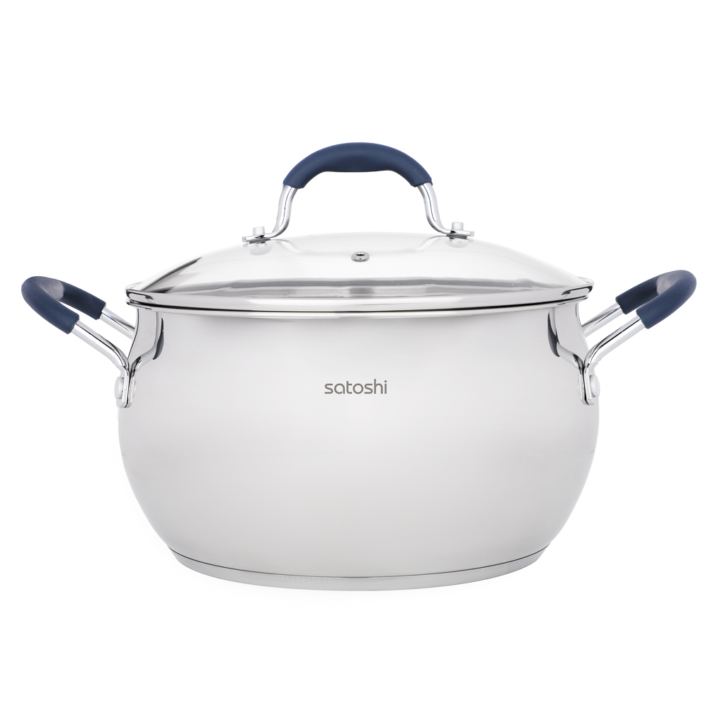 SATOSHI Альба Кастрюля 24х13,5 см, объем 6,5 л, со стеклянной крышкой, индукция, арт.№ 822-273