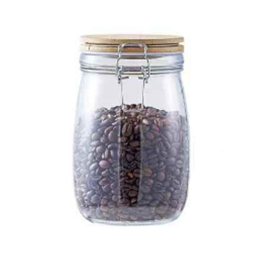 Банка для сыпучих продуктов 1000мл 11x17см, стекло, крышка бамбук, арт.№ 828-363