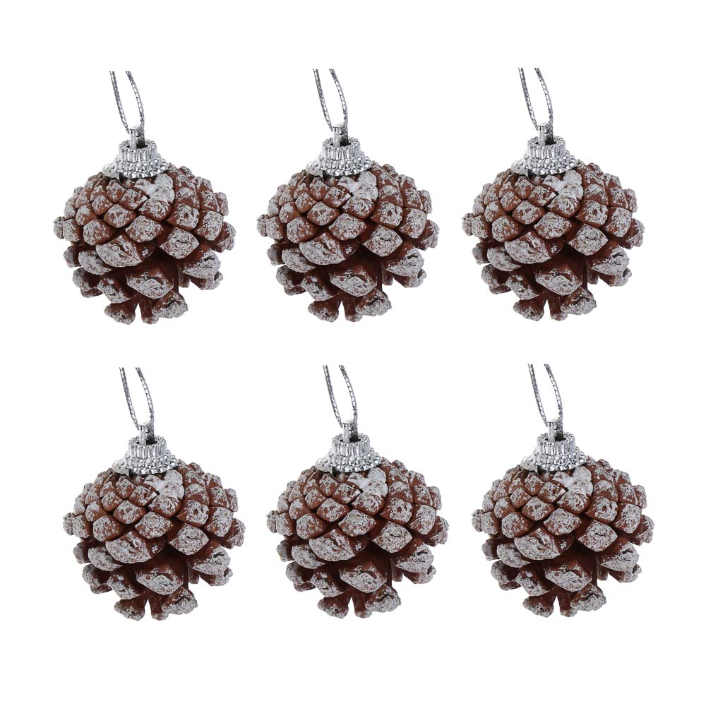 СНОУ БУМ Набор декоративных украшений 6шт, шишки натуральные, 4см, арт.№ 374-599