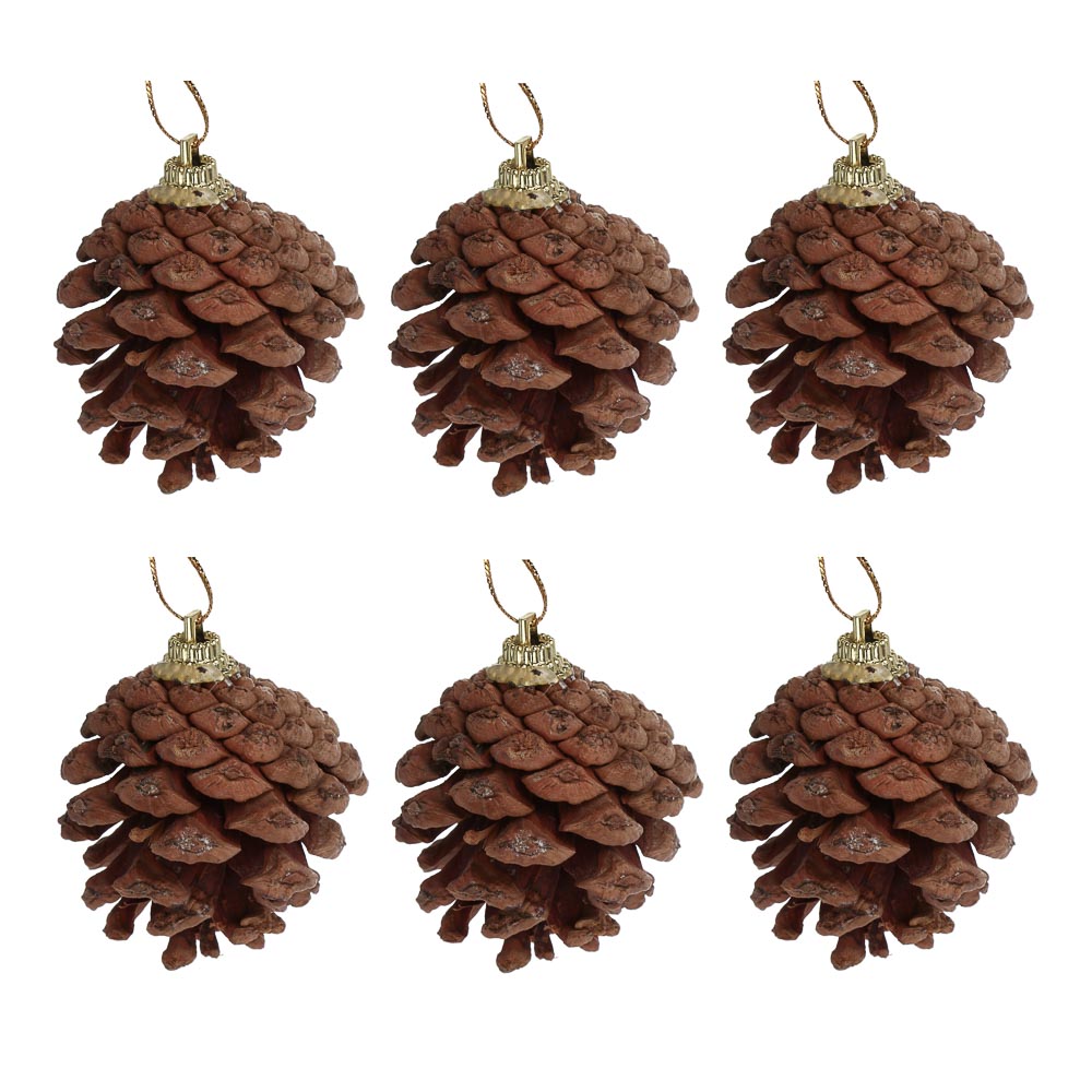 СНОУ БУМ Набор декоративных украшений 6шт, шишки натуральные, 6см, арт.№ 374-600