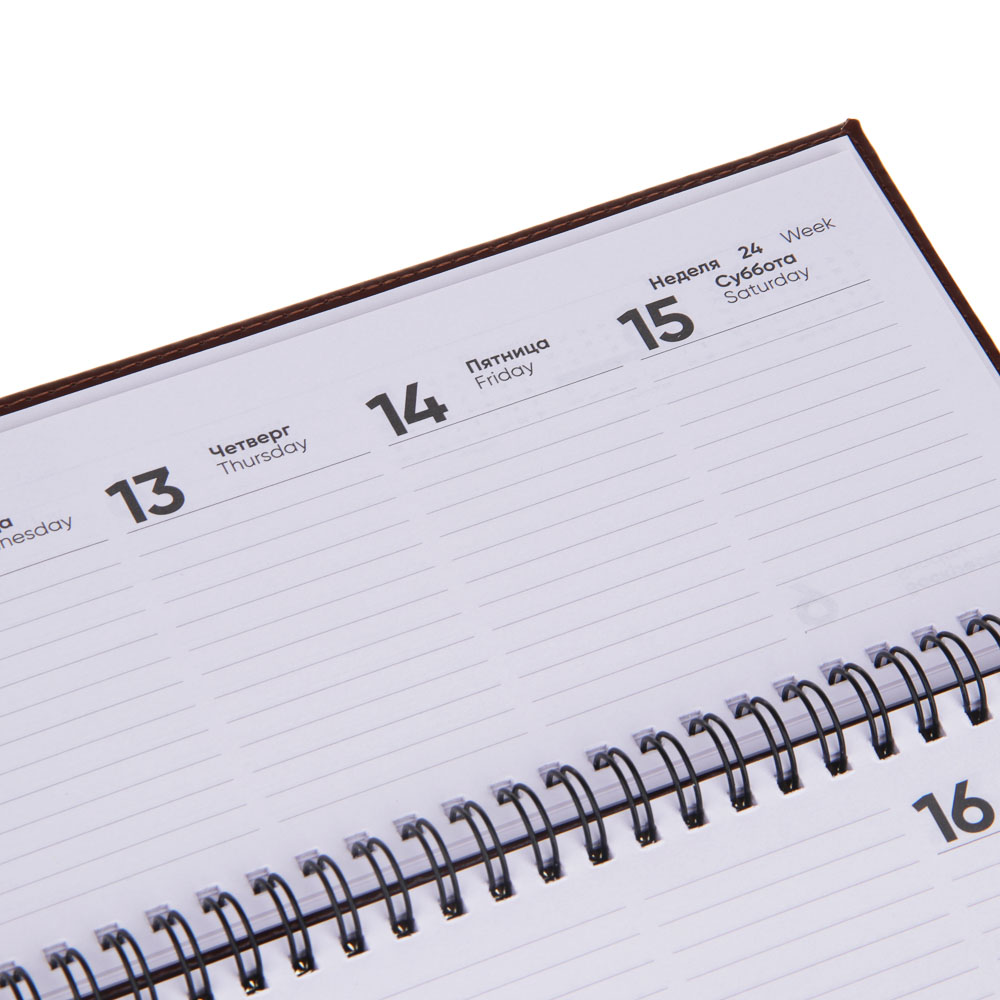 Планинг настольный на 2024 "ПРЕСТИЖ", 31x14,5см, 128 стр., тв.обложка, иск.кожа, спираль, 4 цвета, арт.№ 572-144