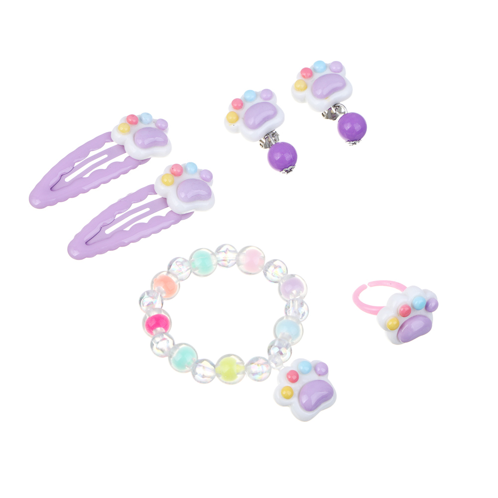 Набор детской бижутерии BY Русские супергерои: браслет, клипсы, кольцо, заколки клик-клаки 2шт,3диз., арт.№ 316-369