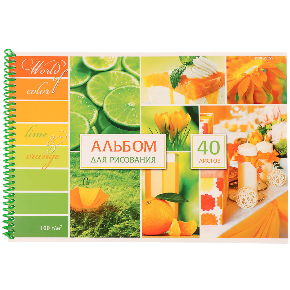 Альбом для рисования A4 40л., офсет 100г/м2, обл.картон, спираль, микс, арт.№ 515-079