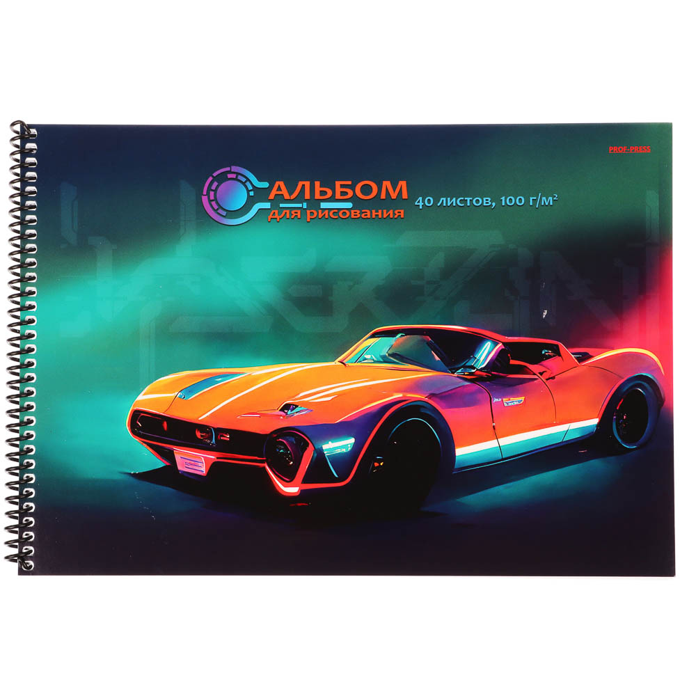 Альбом для рисования A4 40л., офсет 100г/м2, обл.картон, спираль, микс, арт.№ 515-079