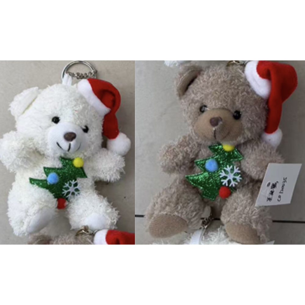 Брелок-подвес мягкий "Медвежонок в колпачке" 10 см, полиэстер, металл, тм ИГРОЛЕНД, арт.№ 264-623