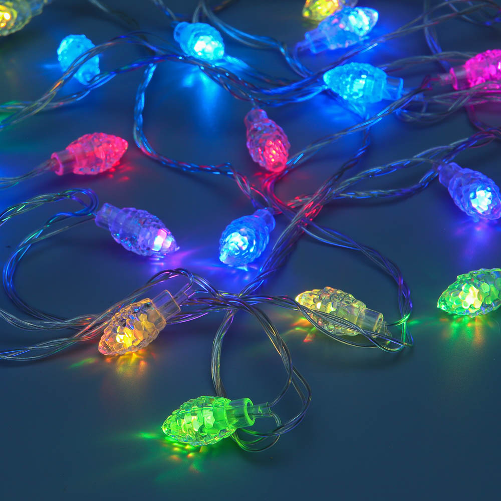 Гирлянда вьюн 4 м СНОУ БУМ, 20 LED ламп, свечение мульти в диоде/RGRB, перелив, провод ПВХ прозрачный, 220B, арт.№ 381-346