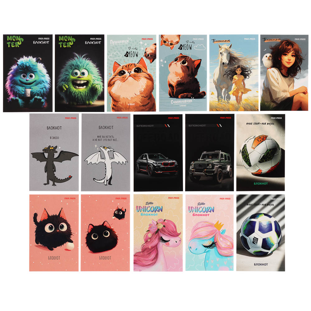 Блокнот А7, 48л, офсет, обложка картон, склейка, в ассортименте, арт.№ 540-019