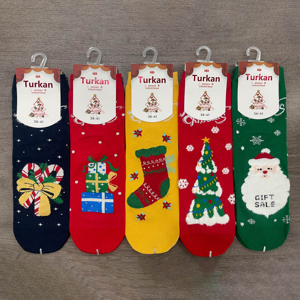 Носки новогодние тм TURKAN, р.36-41, разноцветные, #MY6915, арт.№ 019-493