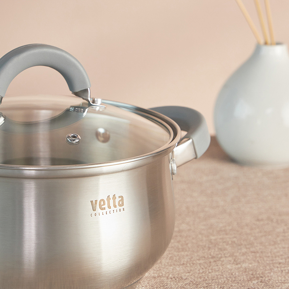 VETTA Вена Кастрюля 18х10,5см. 2,6л. со стекл. крышкой, индукция, арт.№ 822-054