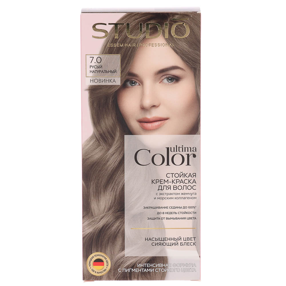 Краска для волос STUDIO Ultima Color 7.0 Русый натуральный,100мл — купить в МПР Краска для волос STUDIO Ultima Color 7.0 Русый натуральный,100мл, арт.№ 972-057