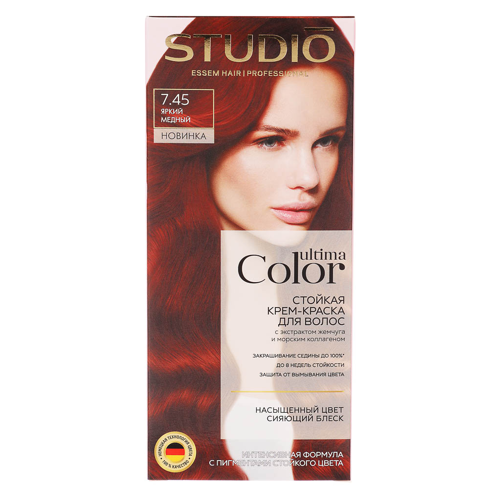 Краска для волос STUDIO Ultima Color 7.45 Яркий медный,100мл — купить в МПР Краска для волос STUDIO Ultima Color 7.45 Яркий медный,100мл, арт.№ 972-059
