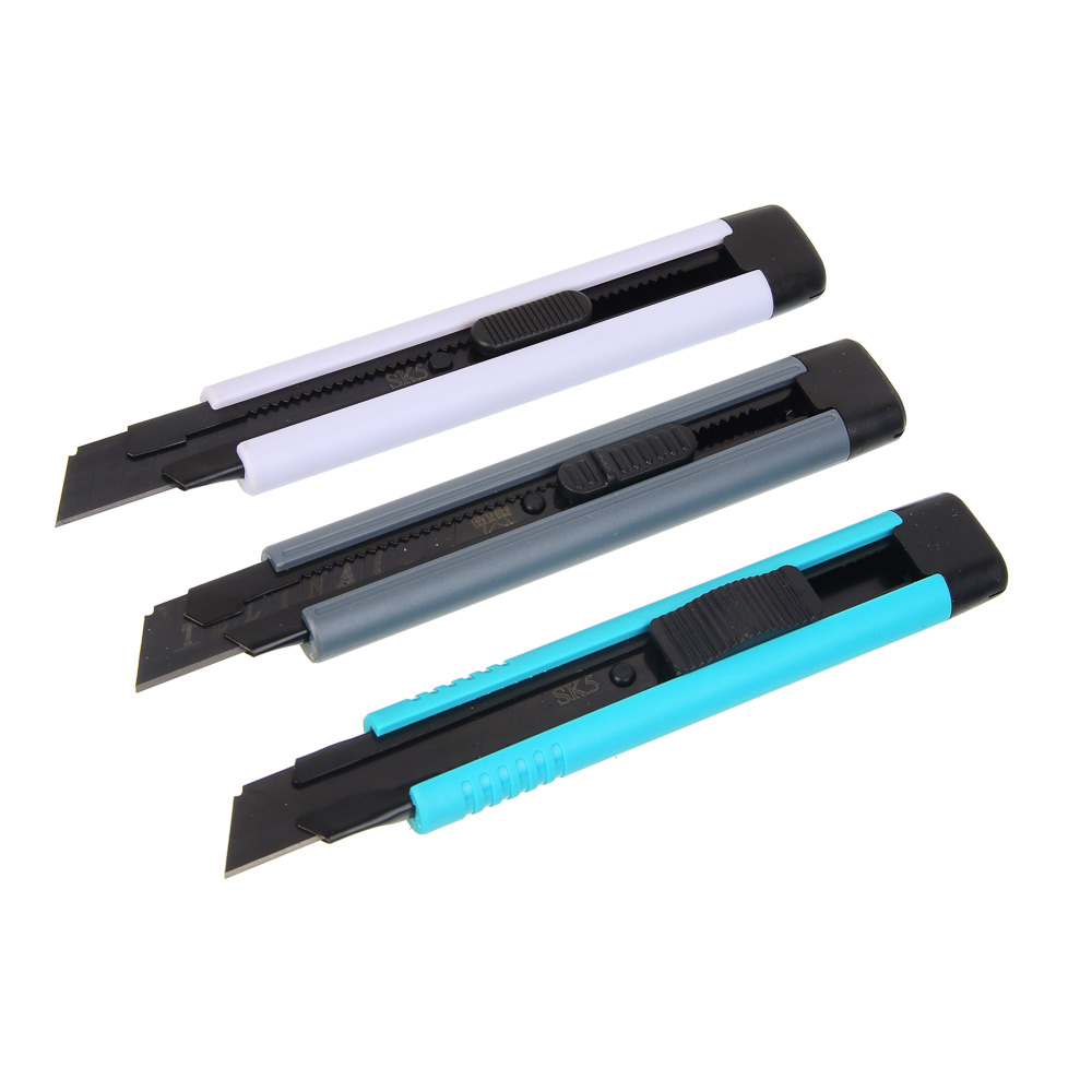 РОКОТ/ЕРМАК Нож универсальный 18мм, мет.направ., Autolock, 2 зап.лезвия (воронение) цвет в асс., арт.№ 685-043